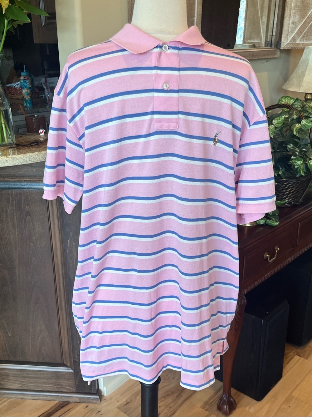 Polo by Ralph Lauren Pink Polo with Blue and White Stripes